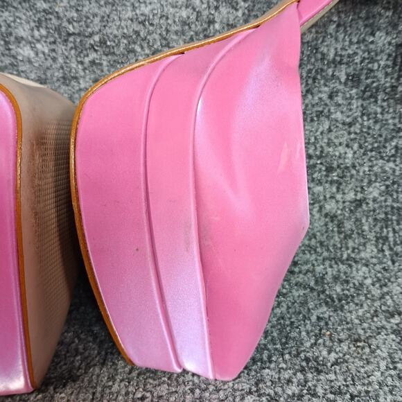 Schutz Elysee Heels Double Platform 8.5 Pink Ankle Strap Pointy Toe Block Dress - Picture 6 of 16